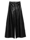 Norma Kamali High Waist Wide Leg Synthetic Leather Trousers In Black