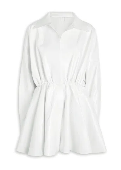 Norma Kamali Faux Patent Leather Mini Shirt Dress