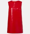 Norma Kamali Faux Patent Leather Minidress In Red