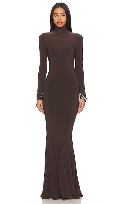 Norma Kamali Fishtail Gown In 巧克力色