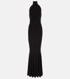 Norma Kamali Halter Fishtail Gown Black In Black