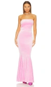 Norma Kamali Strapless Fishtail Gown In Pink
