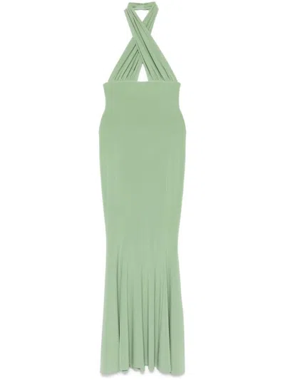 Norma Kamali Fishtail Long Dress In Green