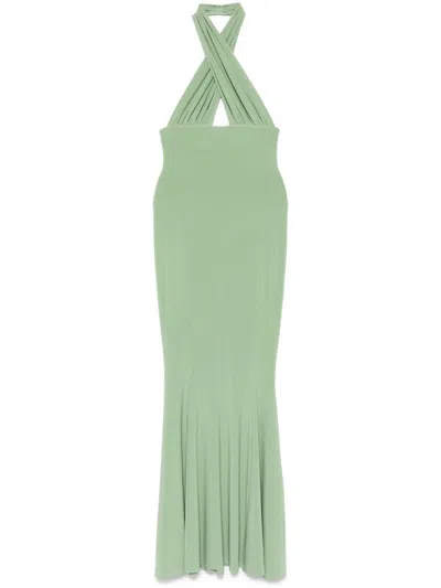 Norma Kamali Fishtail Long Dress In Green
