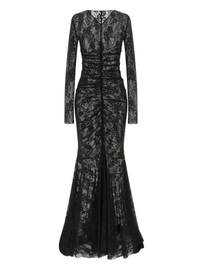 Norma Kamali Long Sleeve V Neck Shirred In Black