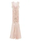 Norma Kamali Fishtail Shirred Long Dress