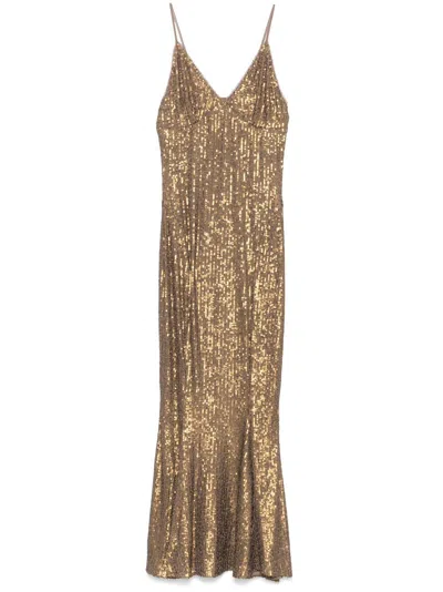 Norma Kamali Sequin Fishtail Midi Dress In Brown