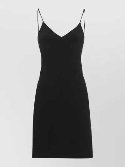 Norma Kamali Fitted Knee Length Dress Sleeveless V Neckline In Black