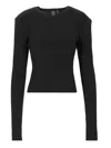 Norma Kamali V-necked Top With Fitted Silhouette And Shoulder Pads In Black