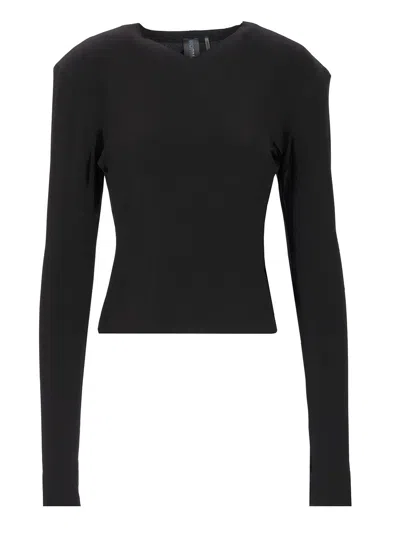 Norma Kamali Fitted Long Sleeve Top Tops Black