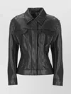 Norma Kamali Fitted Synthetic Leather Long Sleeve Jacket In Black