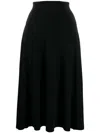 Norma Kamali Flare Midi Skirt In Black