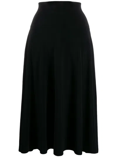 Norma Kamali Flare Midi Skirt In Black