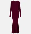 Norma Kamali Flared Gown In Burgundy