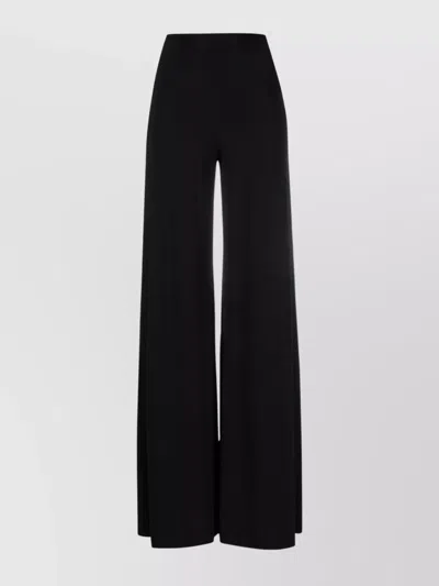 Norma Kamali Flared High-waisted Wide-leg Trousers In Black