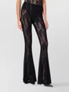 Norma Kamali Flared Lace Trousers Floral Pattern In Black