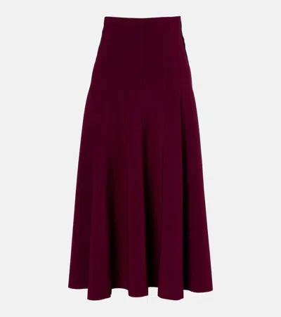 Norma Kamali Flared Maxi Skirt In Burgundy