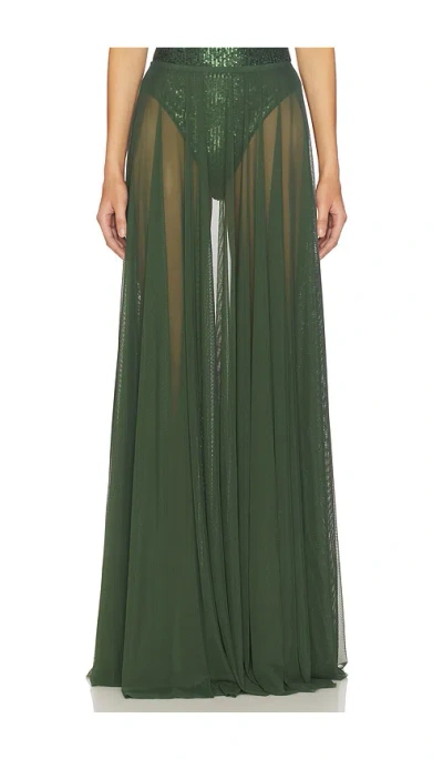 Norma Kamali Flared Maxi Skirt In Green
