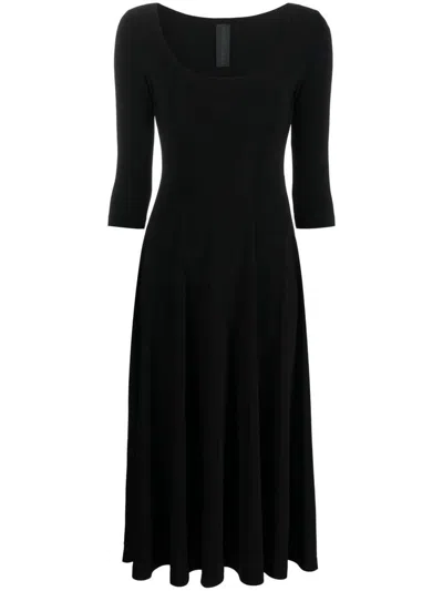 Norma Kamali Flared Midi Dress In Black