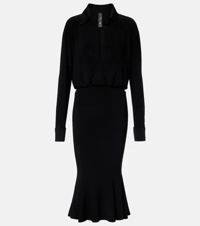 Norma Kamali Flared Midi Dress In Black