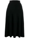 Norma Kamali Flared Pleated High-waisted Midi Skirt In Black
