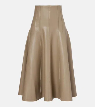 Norma Kamali Flared Midi Skirt In Brown