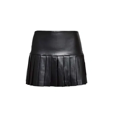 Norma Kamali Flared Mini Skirt With Pleated Hem In Black