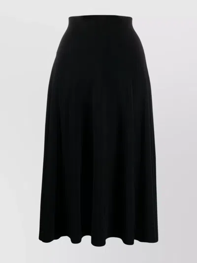 NORMA KAMALI FLARED PLEATED HIGH-WAISTED MIDI SKIRT