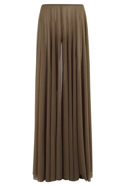 Norma Kamali Flared Skirt To Floor In Brown