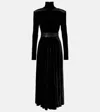 Norma Kamali Flared Turtleneck Velvet Midi Dress In Black