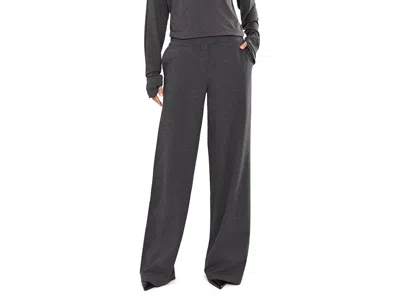 Norma Kamali Flat Front Wide Pants Women's Clothing Dark Heather Grey: Sm (women's 4), Cotton/elastane In Gray
