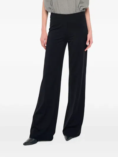 Norma Kamali Flat-front Wide-leg Trousers In Black