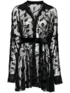 Norma Kamali Leaf Embroidery Mini Dress With Belted Waist In Black