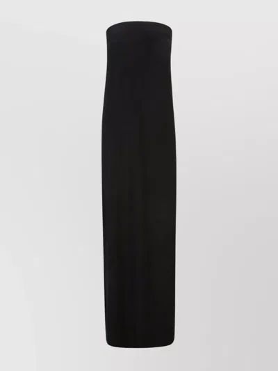 Norma Kamali Floor Length Strapless Dress With Side Slit In Black