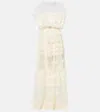 Norma Kamali Floral-appliqué Belted Sheer Gown In White