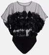 Norma Kamali Floral-appliqué Semi-sheer Bodysuit