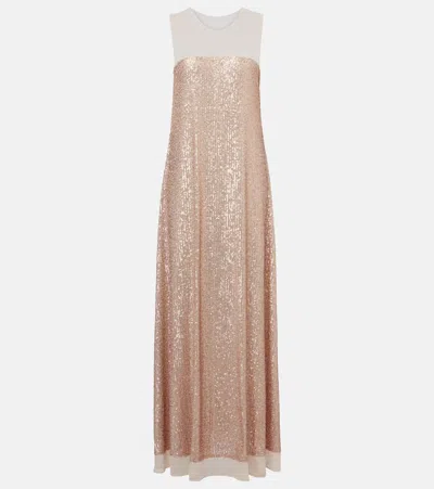 NORMA KAMALI FLORAL-APPLIQUÉ SEQUINED GOWN