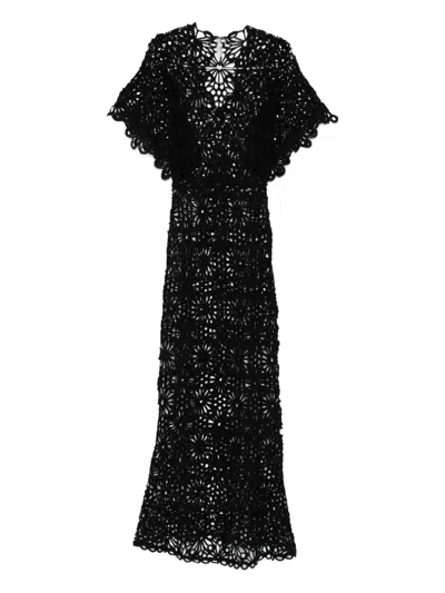 Norma Kamali Floral-lace Dress In Black