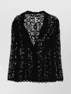 Norma Kamali Floral Lace Long Sleeve Jacket In Black