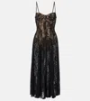 Norma Kamali Floral Lace Slip Dress In Black