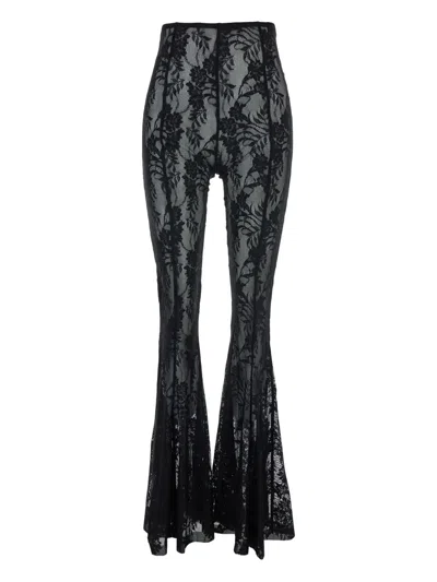 Norma Kamali Floral-lace Trousers In Black