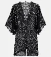 Norma Kamali Floral Open-knit Romper