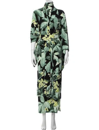 Pre-owned Norma Kamali Floral Print Dress Set W/ Tags In Green