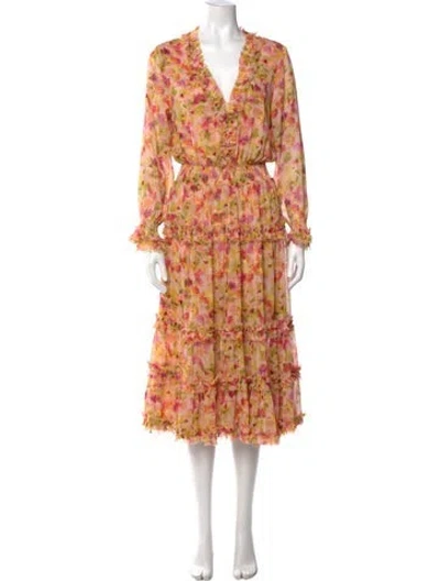 Pre-owned Norma Kamali Floral Print Long Dress In Black