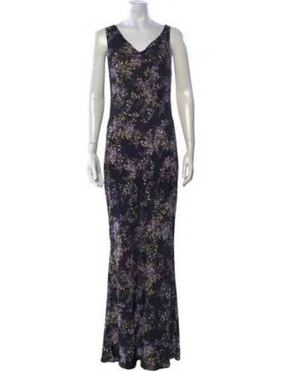 Pre-owned Norma Kamali Floral Print Long Dress In Blue