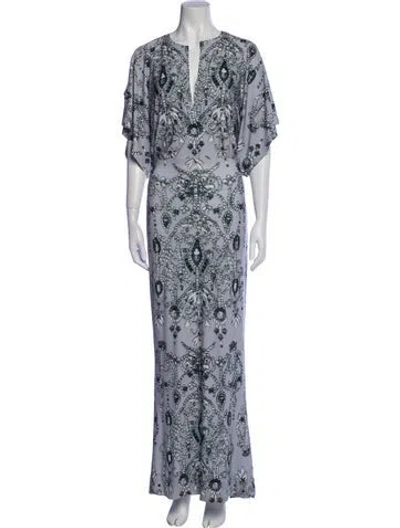 Pre-owned Norma Kamali Floral Print Long Dress In Gray