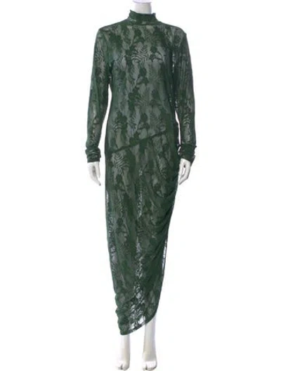 Pre-owned Norma Kamali Floral Print Long Dress In Green