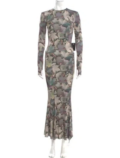 Pre-owned Norma Kamali Floral Print Long Dress In Multi