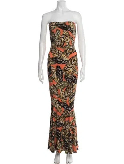 Pre-owned Norma Kamali Floral Print Long Dress In Multi