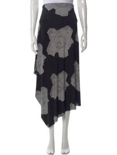 Pre-owned Norma Kamali Floral Print Long Skirt In Black